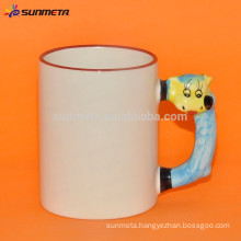 sublimation ceramic mug with animal handle,ceramic animal mug for sublimation